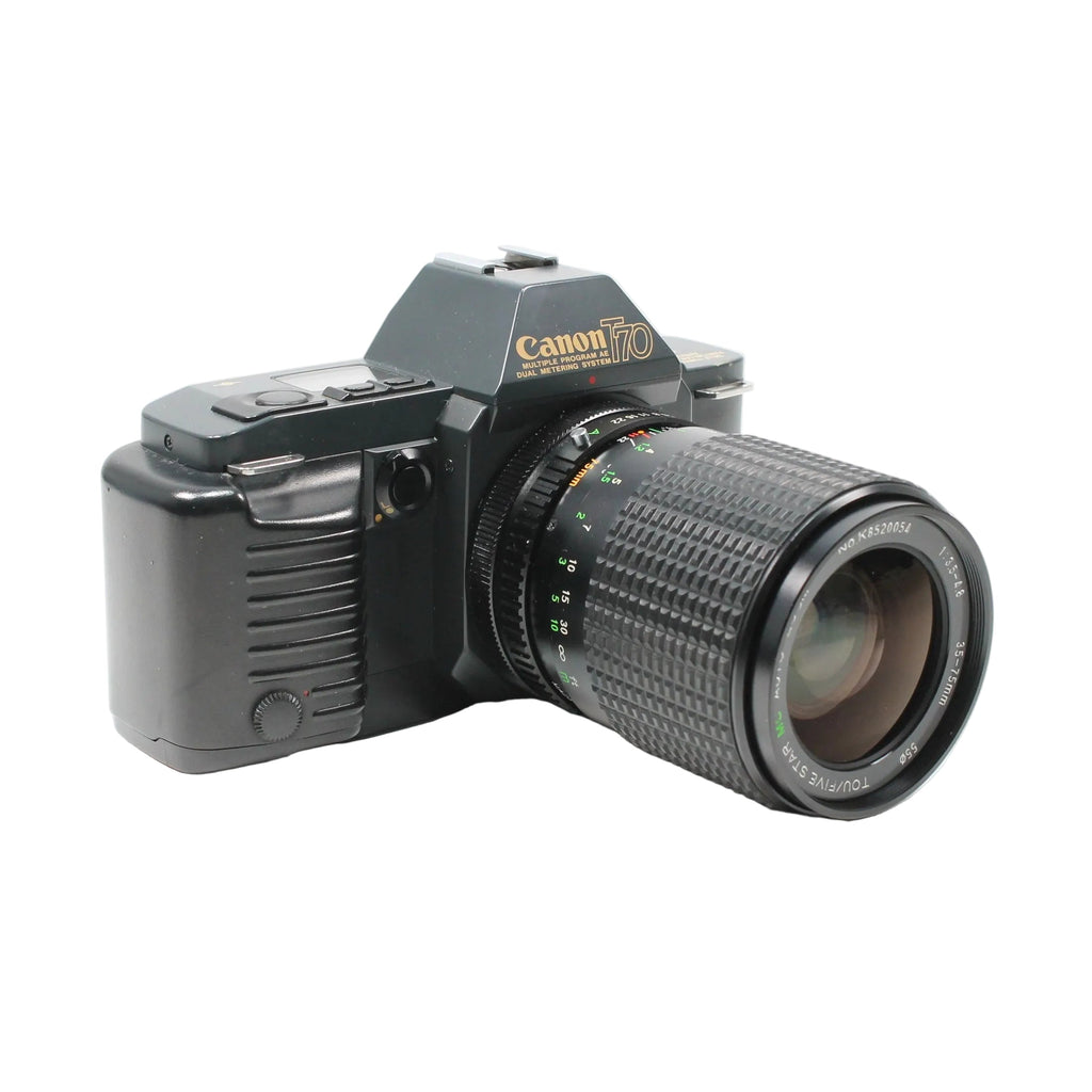 Canon T70 35mm SLR Film Camera Kit with FD Mount Zoom Lens