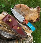 Damascus knife, Garnet Starlight Hand forged knife Hunting knife by Titan TK-014