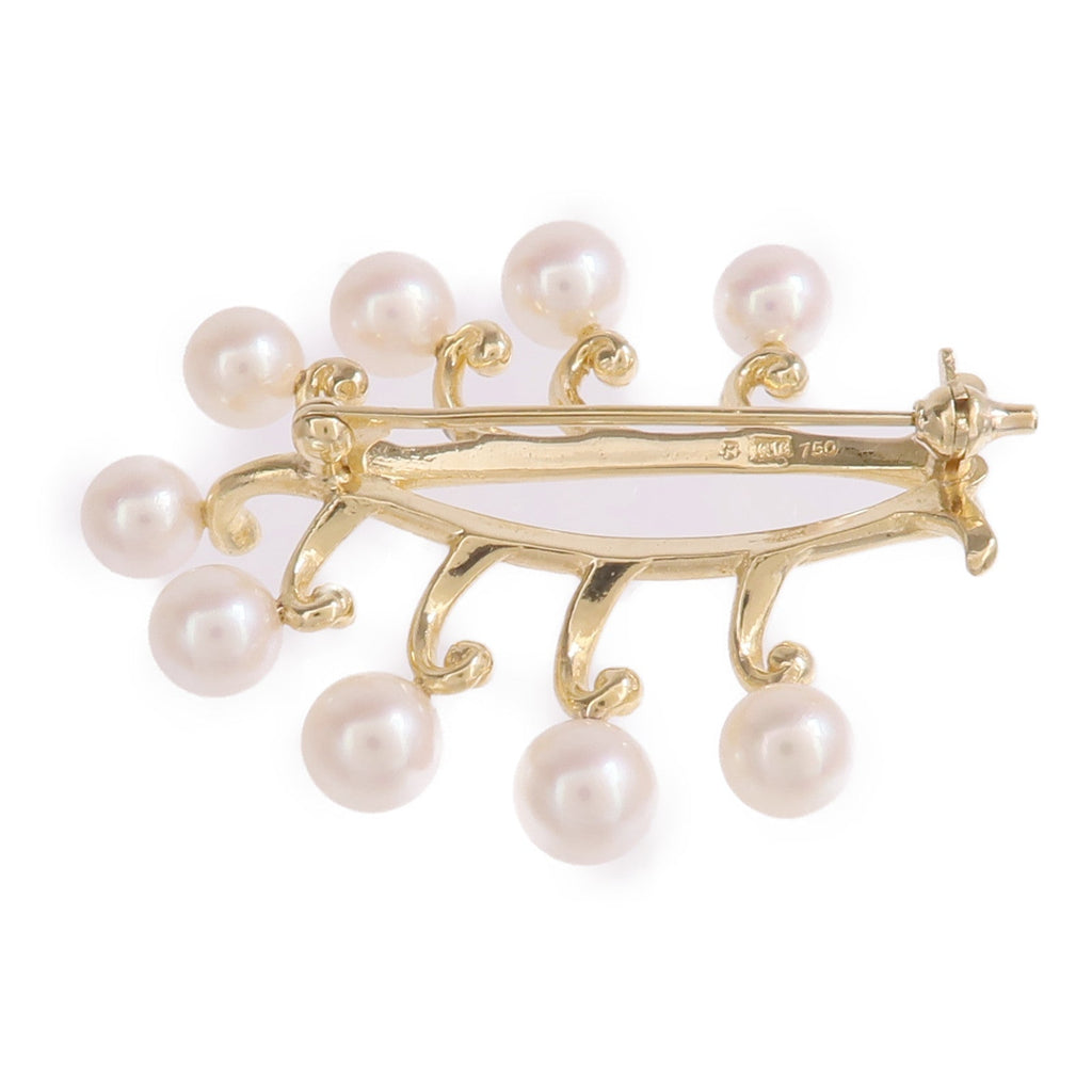 Mikimoto Pearl Brooch · 18K Yellow Gold