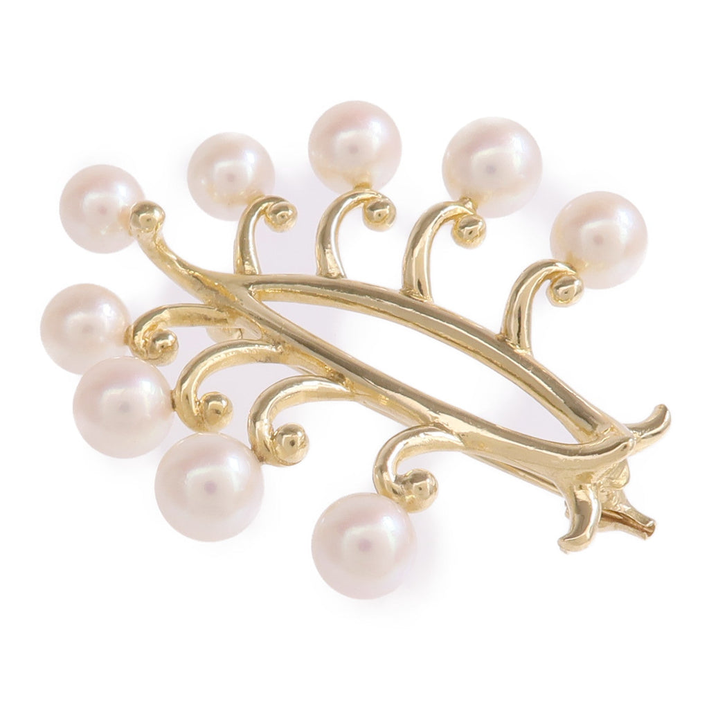 Mikimoto Pearl Brooch · 18K Yellow Gold
