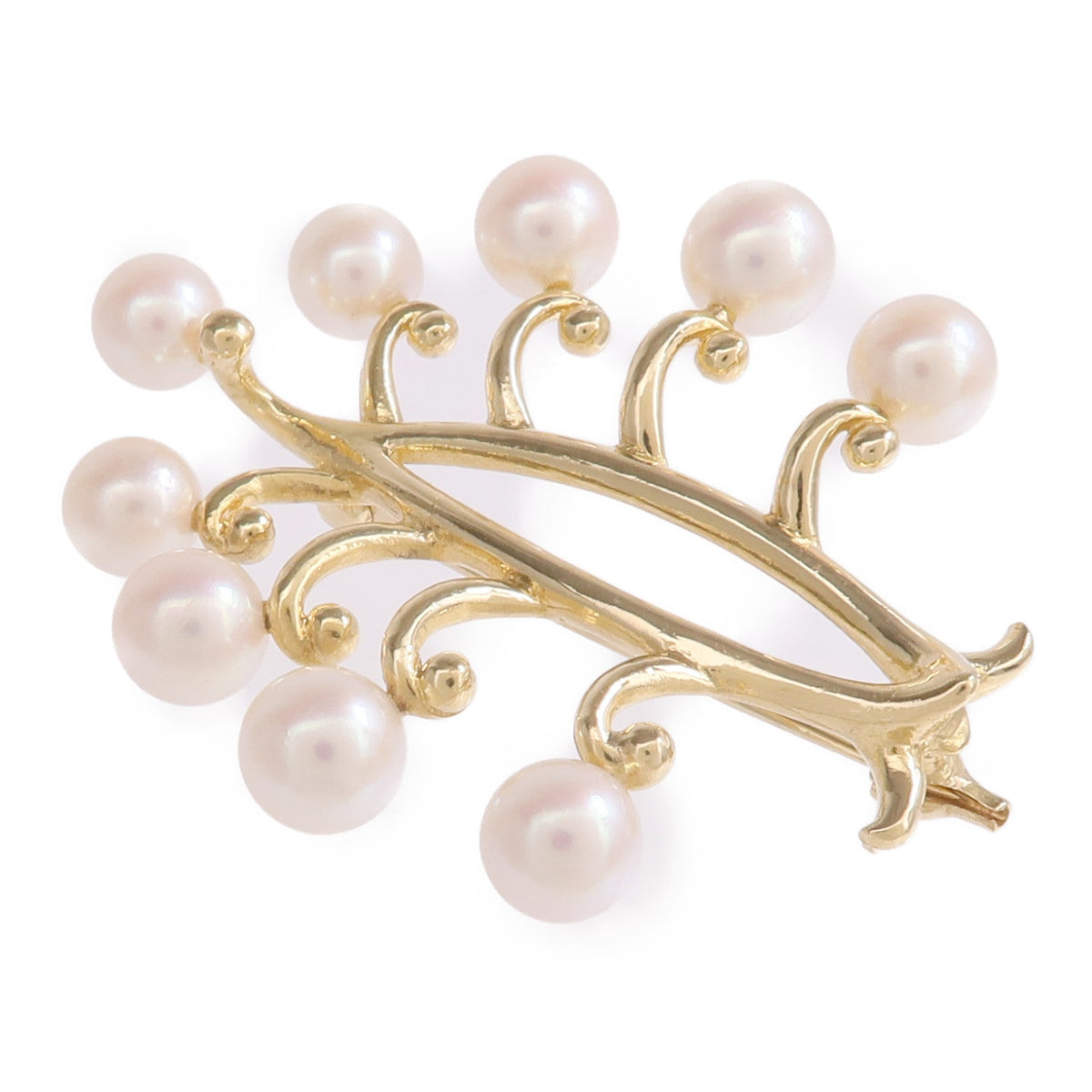 Mikimoto Pearl Brooch · 18K Yellow Gold