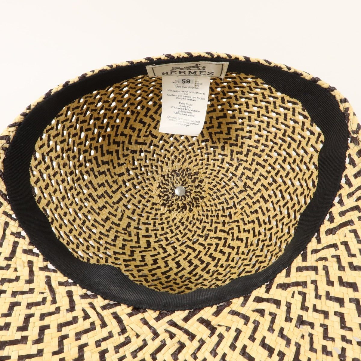Hermès Tanzania Cap · Straw & Lambskin
