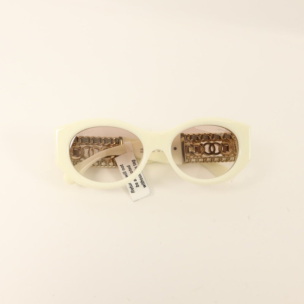 Chanel CC Oval Sunglasses · Gold Hardware