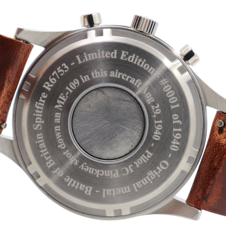 R6753 - Our Spitfire R6753 Tribute - Stainless Steel, Brush Finish, Brown Leather Band