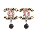 CHANEL CC Drop Earrings · Strass · Rose Gold