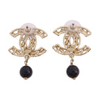 CHANEL CC Drop Earrings · Strass · Rose Gold