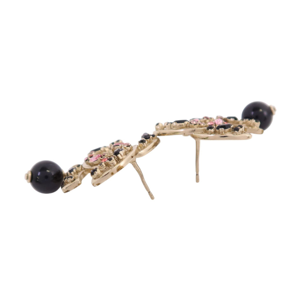 CHANEL CC Drop Earrings · Strass · Rose Gold