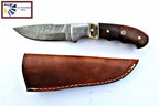 Damascus Steel Fixed Blade Knife with Walnut & Stag Horn Handle Hunting Knife TD-159