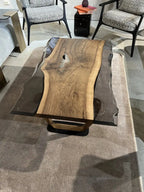 Epoxy Live Edge Coffee Table with Wooden U Leg