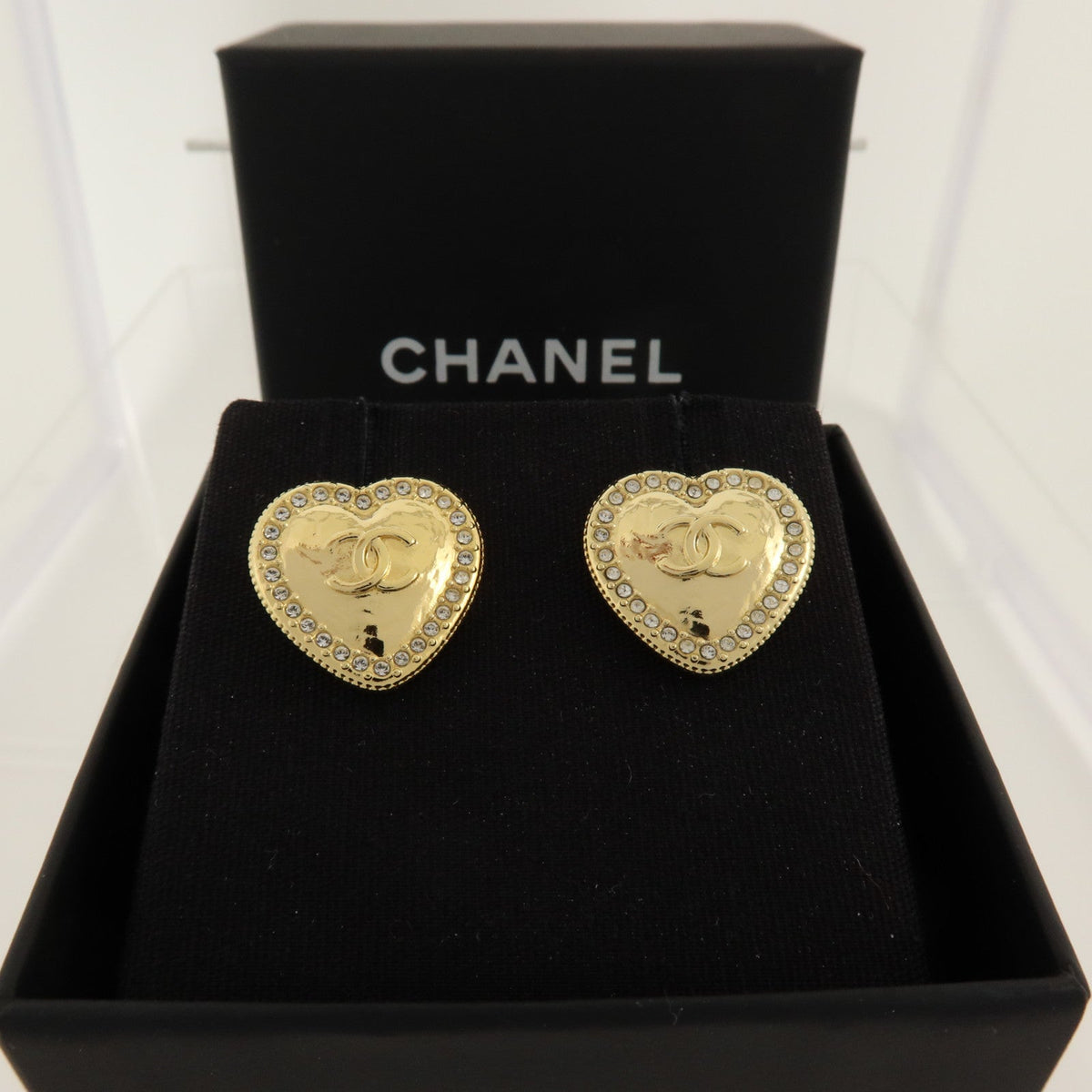 Chanel CC · Crystal Heart Earrings