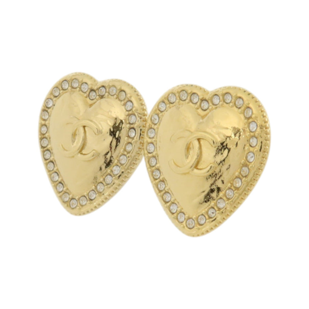 Chanel CC · Crystal Heart Earrings