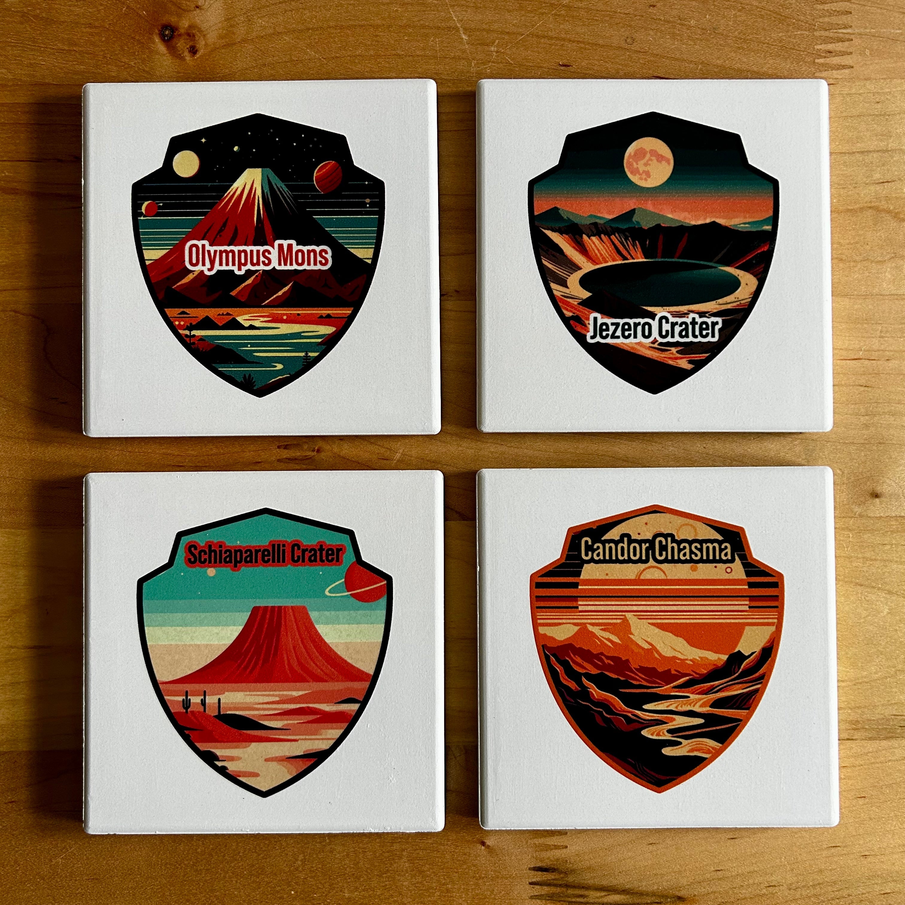 Mars Locations Ceramic Coaster Set