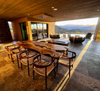 Epoxy Resin River Dining Table Featured Walnut Wood Leg