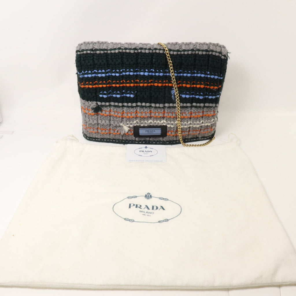 Prada · Wool Nylon Chain Shoulder Bag