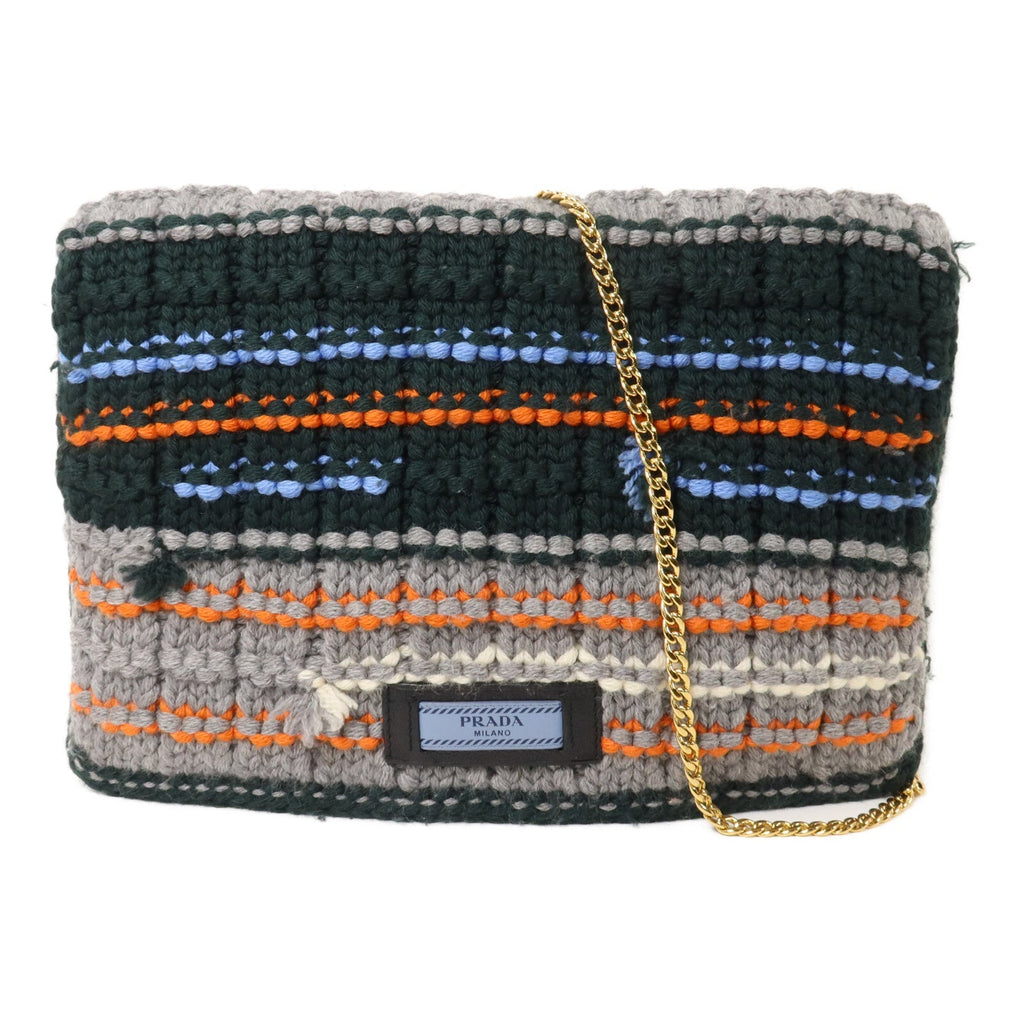 Prada · Wool Nylon Chain Shoulder Bag
