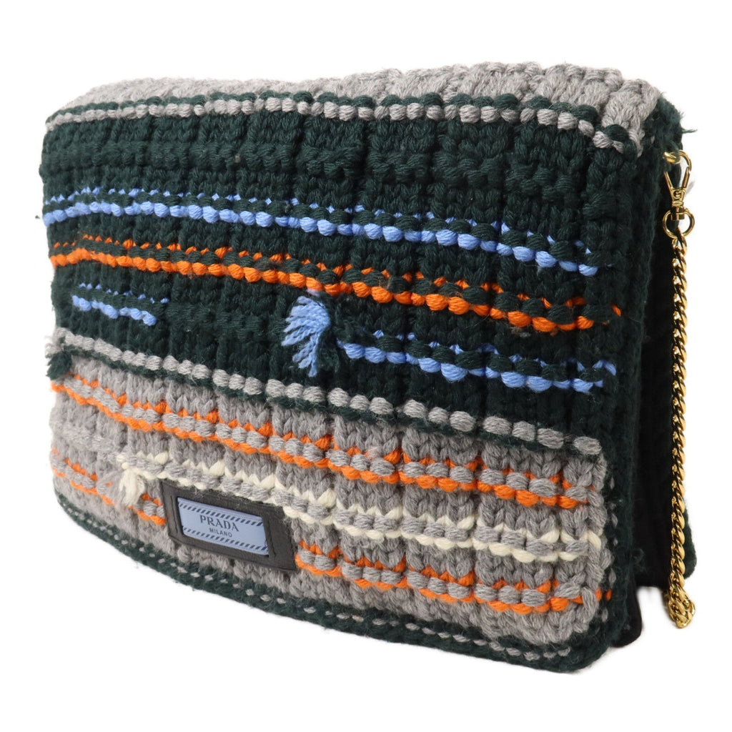 Prada · Wool Nylon Chain Shoulder Bag