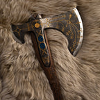 Hand-forged Leviathan axe with leather wrap "Ragnarok Kratos axe"