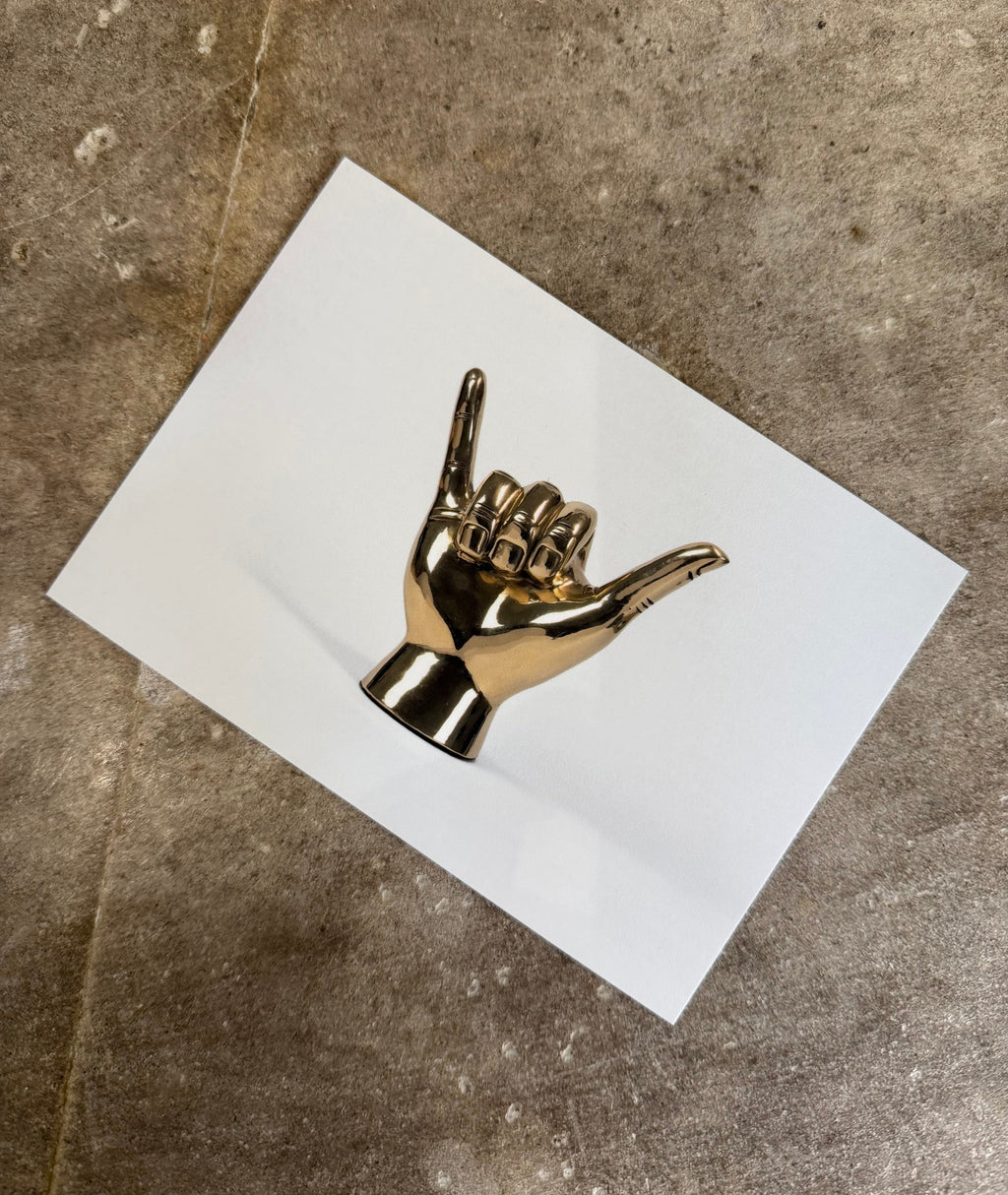 Shaka or Roadrunner or "Birds Up" Hand Sign Sculpture in Brass