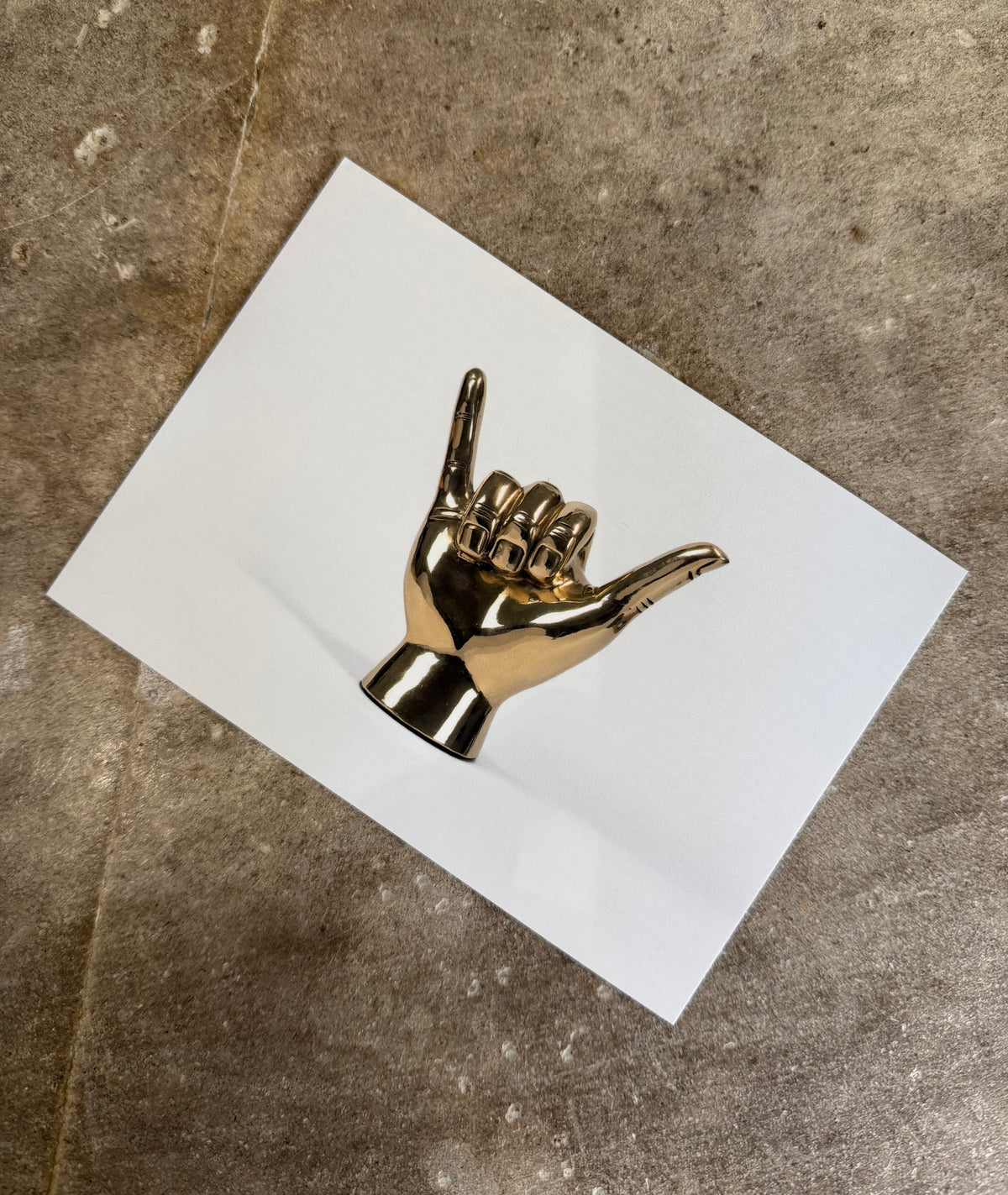 Shaka or Roadrunner or "Birds Up" Hand Sign Sculpture in Brass