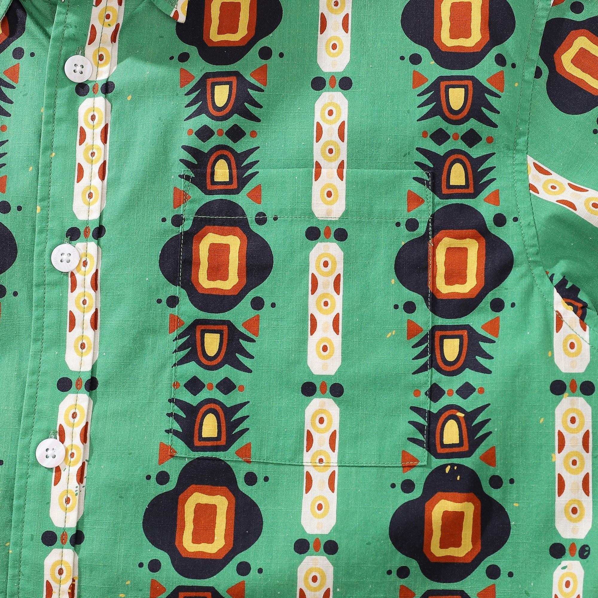 Men's 1970s Vintage Hawaiian Shirt Nation of the South Print Cotton Button-down Short Sleeve Aloha Shirt