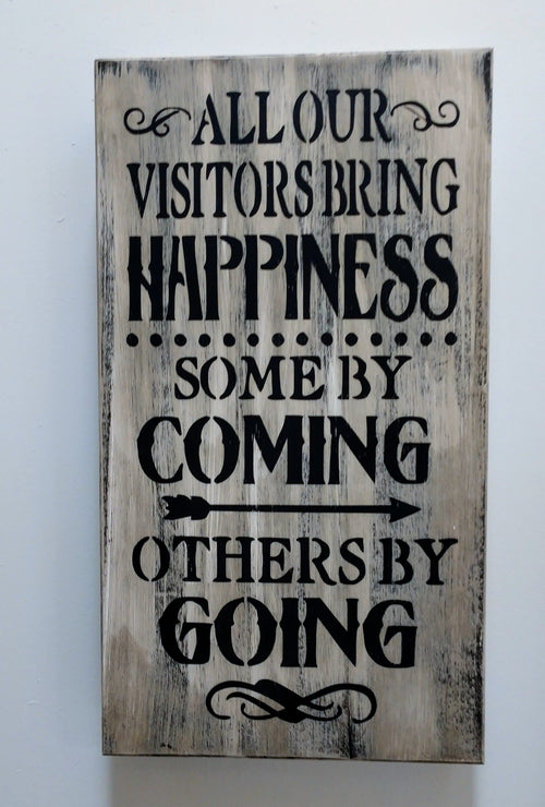 "VISITORS BRING HAPPINESS" MINI GUN CONCEALMENT WALL ART BOX
