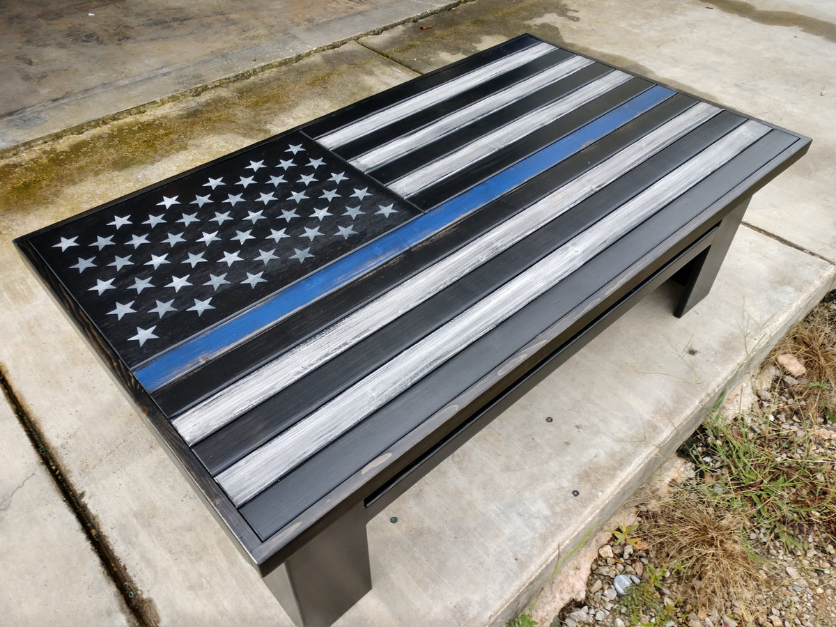Rustic American Flag Gun Storage Coffee Table