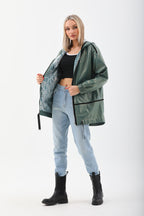 The Sage Olive Green Leather Women Jacket