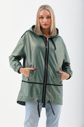 The Sage Olive Green Leather Women Jacket
