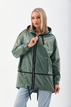 The Sage Olive Green Leather Women Jacket