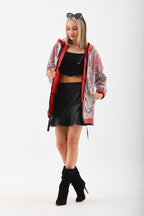 The Vega Red Reversible Leather Women Jacket