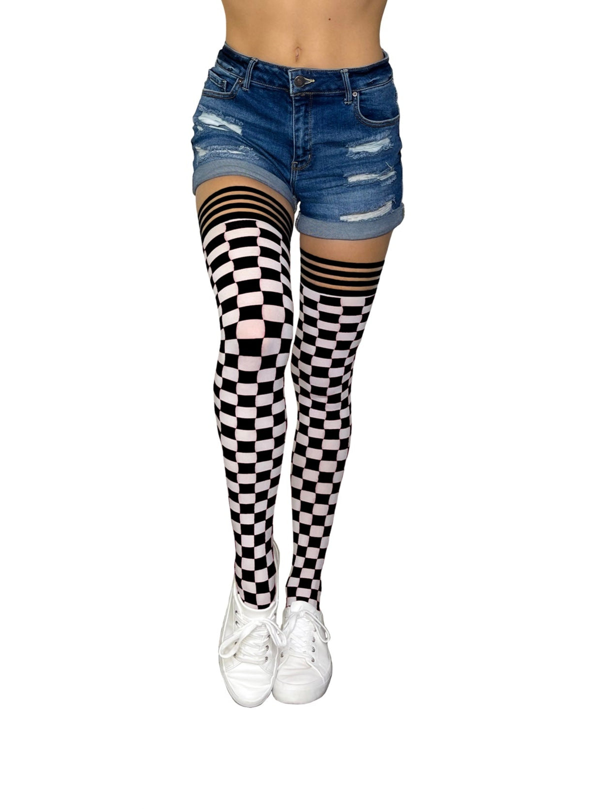 Game Day! - Black & White Thigh-Highs