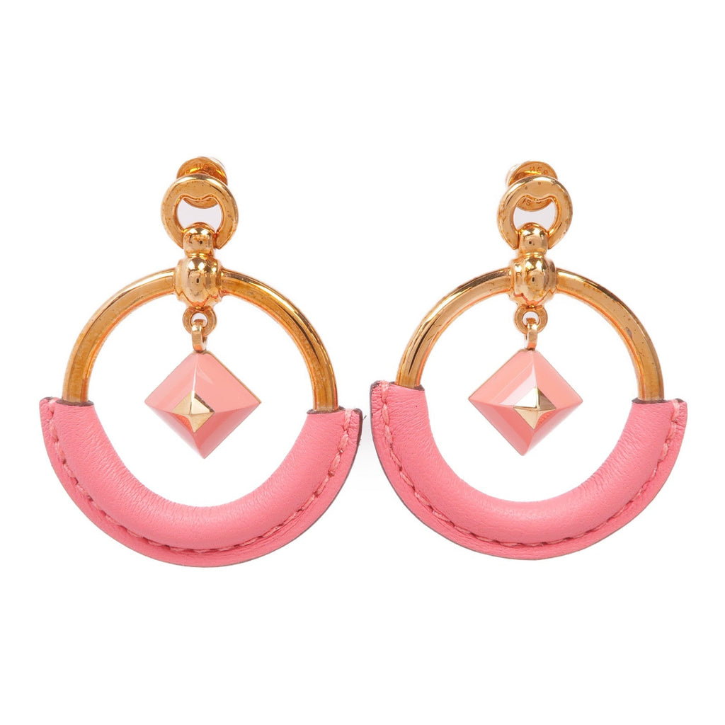 Hermès Leather & Metal Earrings