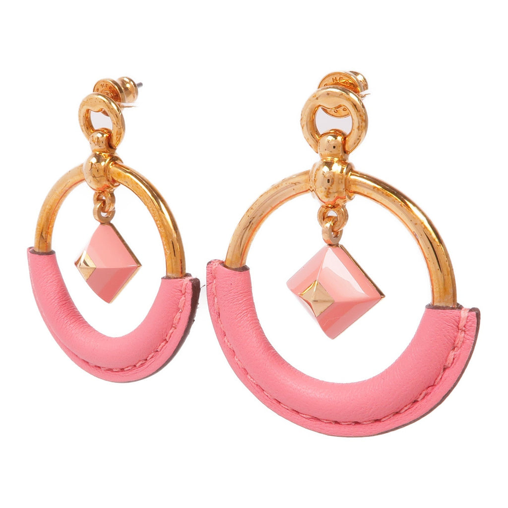Hermès Leather & Metal Earrings