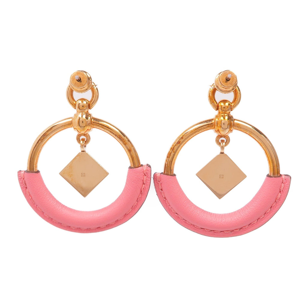 Hermès Leather & Metal Earrings