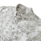 Hawaiian Shirt For Men Gray Tropical Plants Print Short Sleeve 1920s Vintage Shirts