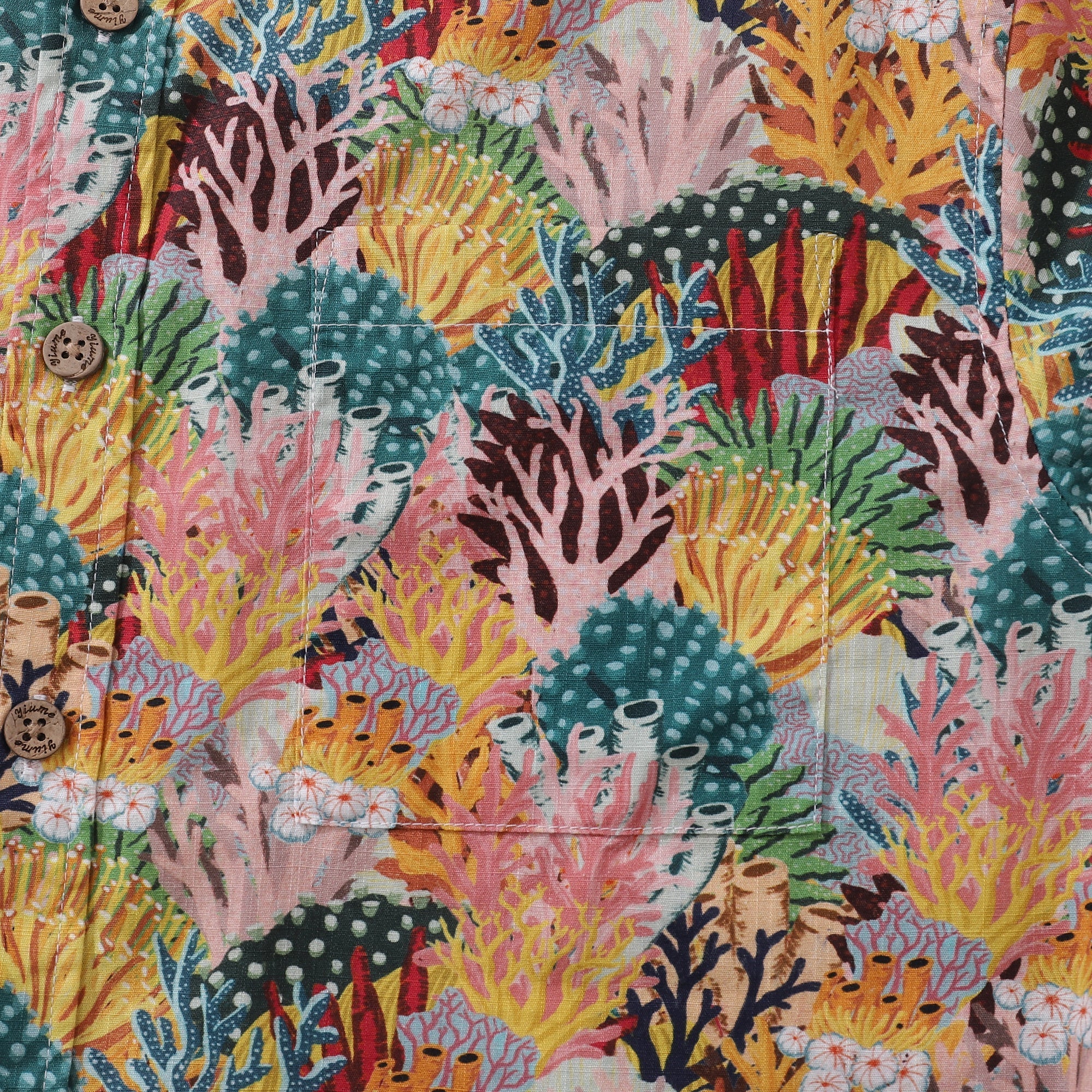 Men's Hawaiian Shirt Coral Reef Shirt 100% Cotton Button-down Short Sleeve Aloha Shirt