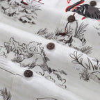 Hawaiian Shirts For Men 1950s Vintage Flamingo Print Short Sleeve Aloha Shirt