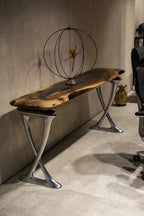 Luxury D-Shaped Walnut & Epoxy Executive Desk