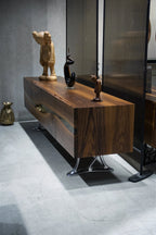 Luxury D-Shaped Walnut & Epoxy Executive Desk