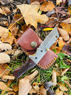 Damascus Steel Handmade Folding Knife Wolf Engraved TF-083 Limited Run