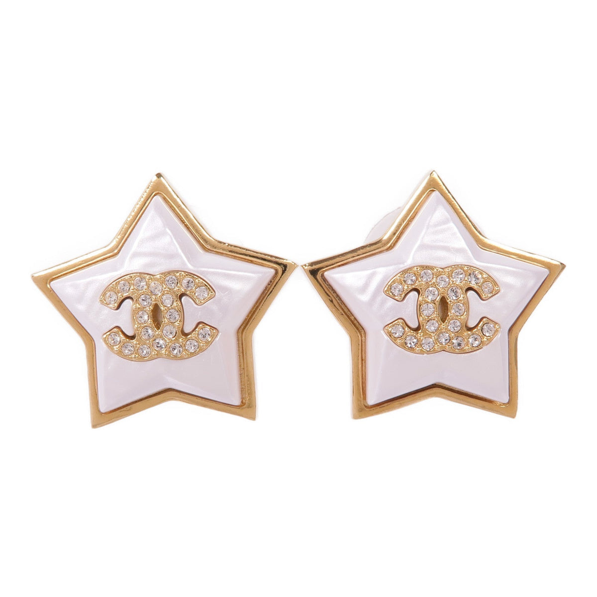 Chanel CC · Pearl Earrings · Gold