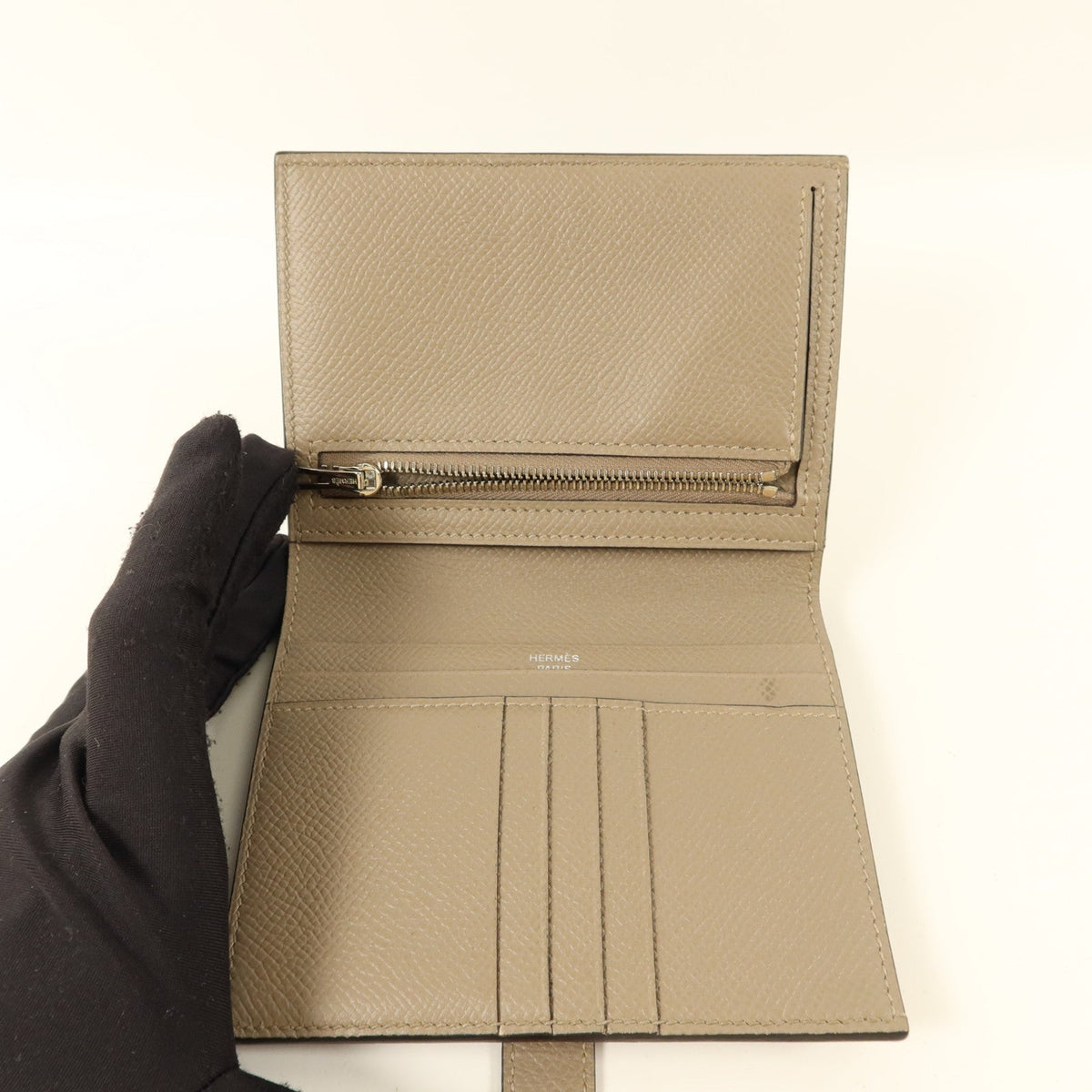 Hermès Bearn Compact · Gris Asphalte Epsom