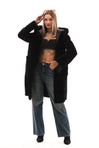 The VESARA Reversible Shearling Women Leather Coat – Jet Black