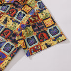 1940s Vintage Hawaiian Shirt For Men Ancient Egyptian Totem Shirt Camp Collar 100% Cotton