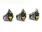 SK1846 Comedy Tragedy Ring - Heavy 316L Stainless with Gold Tone Inlay and Side Stone