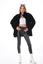 The Luxera Reversible Black Shearling Women Leather Jacket