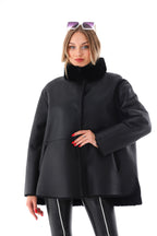 The Luxera Reversible Black Shearling Women Leather Jacket