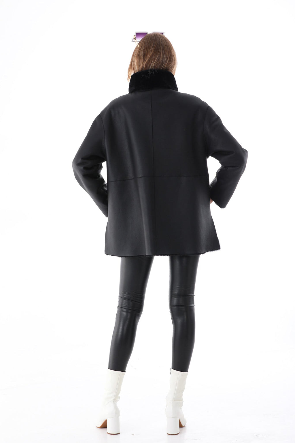 The Luxera Reversible Black Shearling Women Leather Jacket