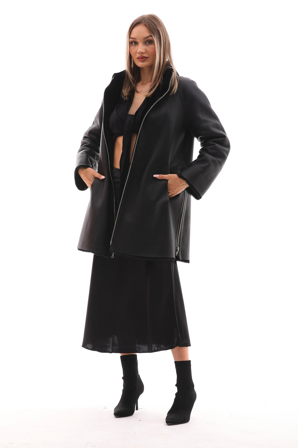 The Nyra Reversible Shearling Women Leather Jacket