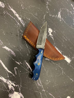 4'' Drop Point Damascus Knife handmade by Titan International Dyed Bone Handle TD-111